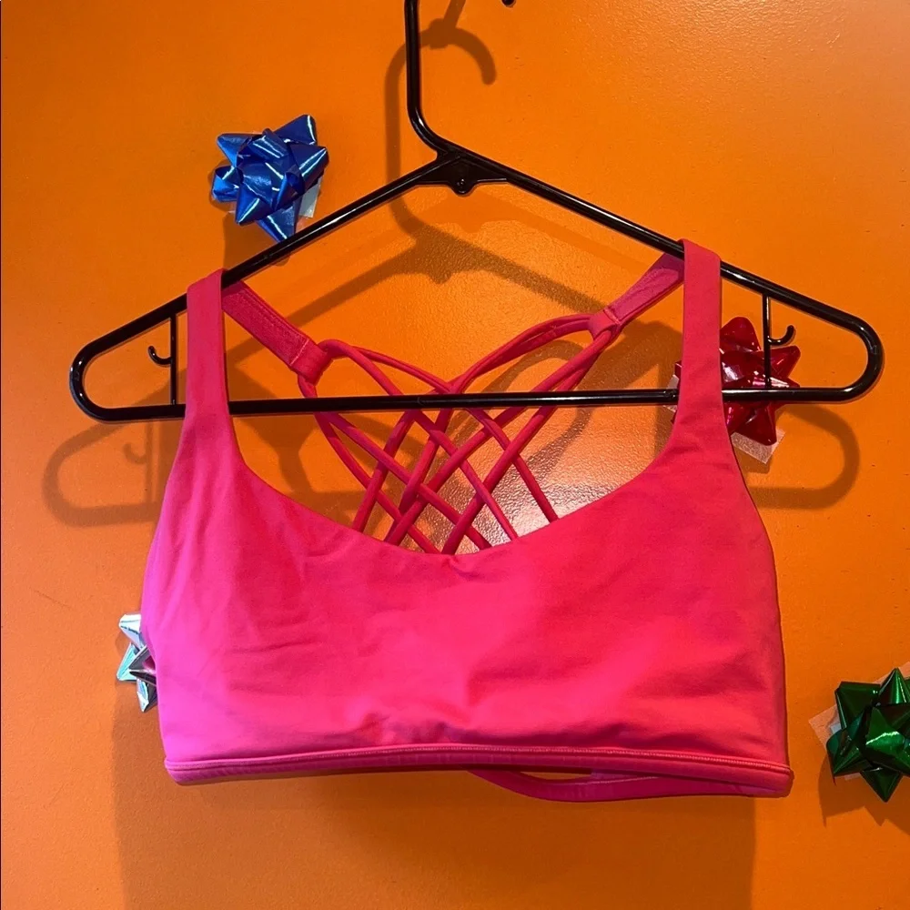Lululemon Women's Pink/ Red Strappy Sports Bra - Picture 1 of 3